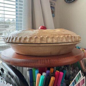 Rustic Ceramic Pie Canister - Perfect for Kitchen Storage or Decor